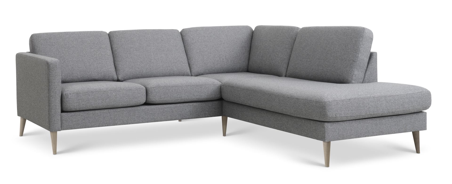 Ask Sæt Lille Sofa Højre Chaiselong Lys Granitgrå Polyester Stof Natur Træ