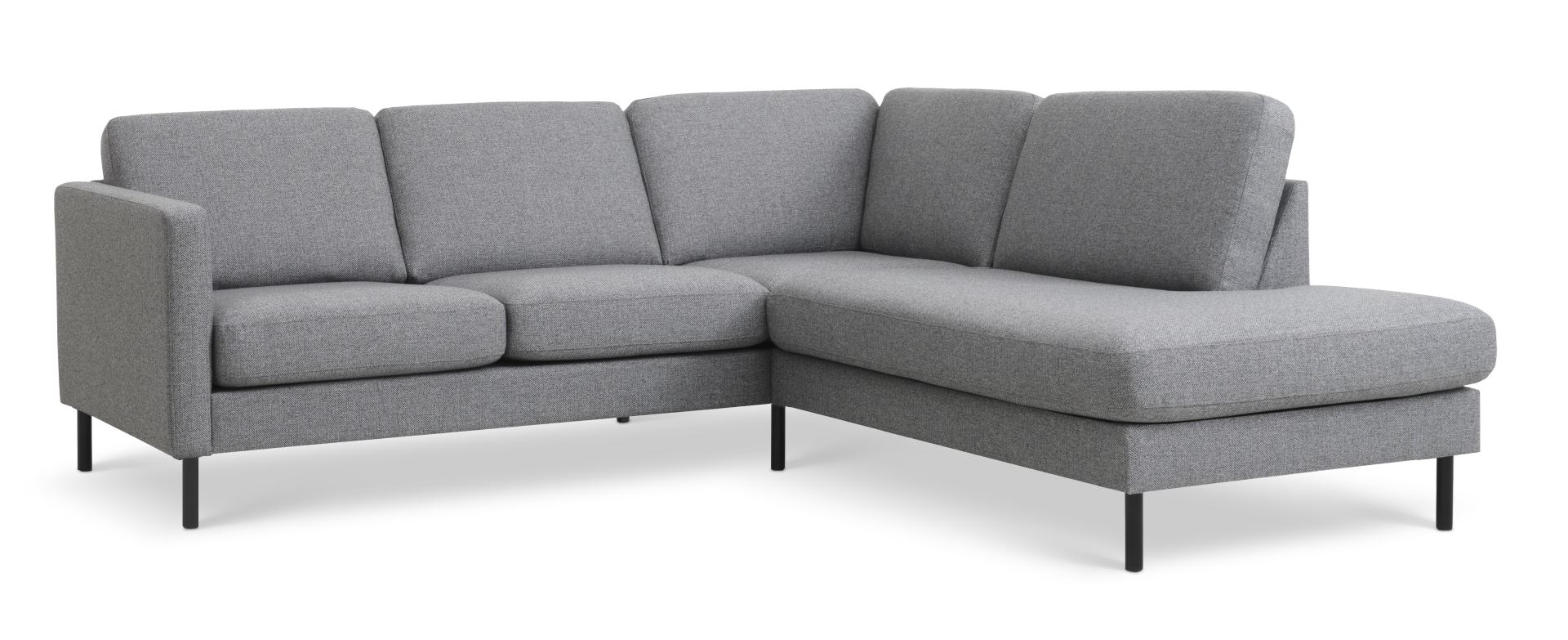 Ask Sæt Lille Sofa Højre Chaiselong Lys Granitgrå Polyester Stof Sort Metal