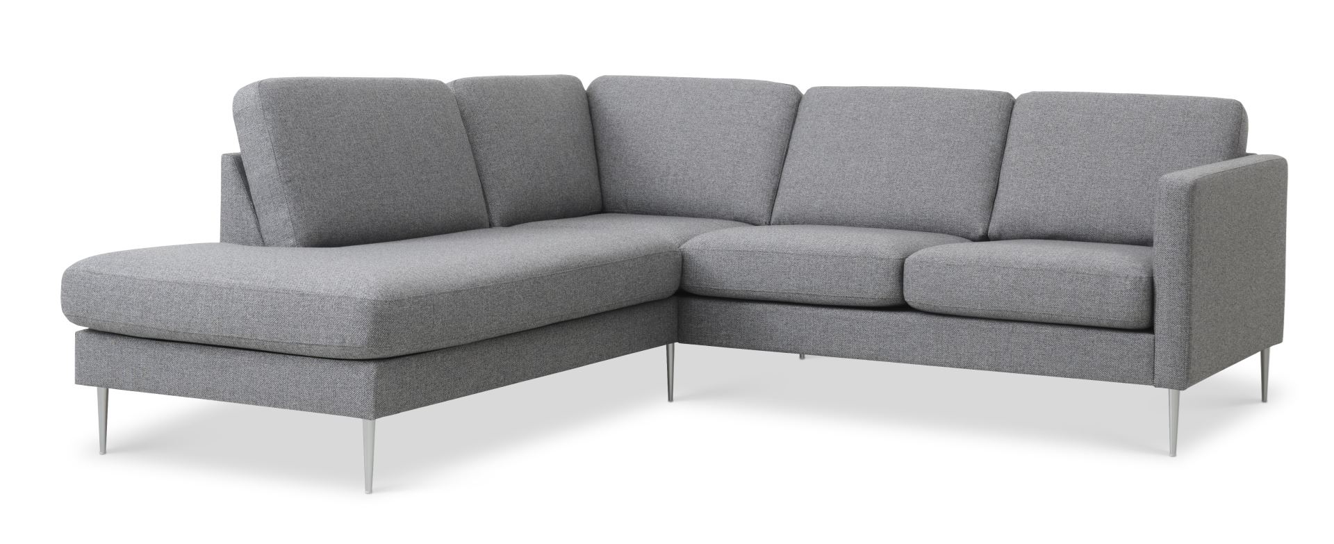 Ask Sæt Lille Sofa Venstre Chaiselong Lys Granitgrå Polyester Stof Børstet Aluminium