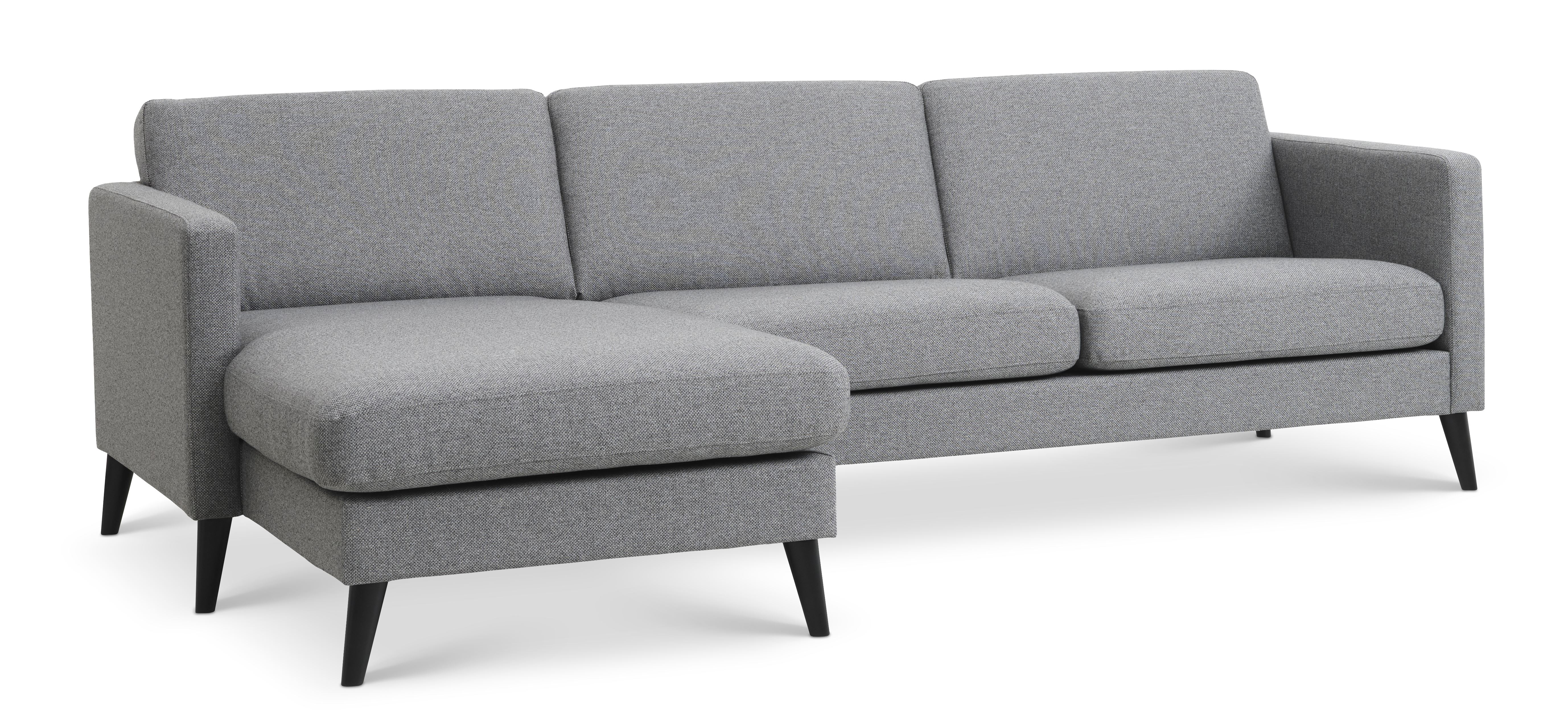 Ask Sæt Sofa Chaiselong Lys Granitgrå Polyester Stof Sort Træ