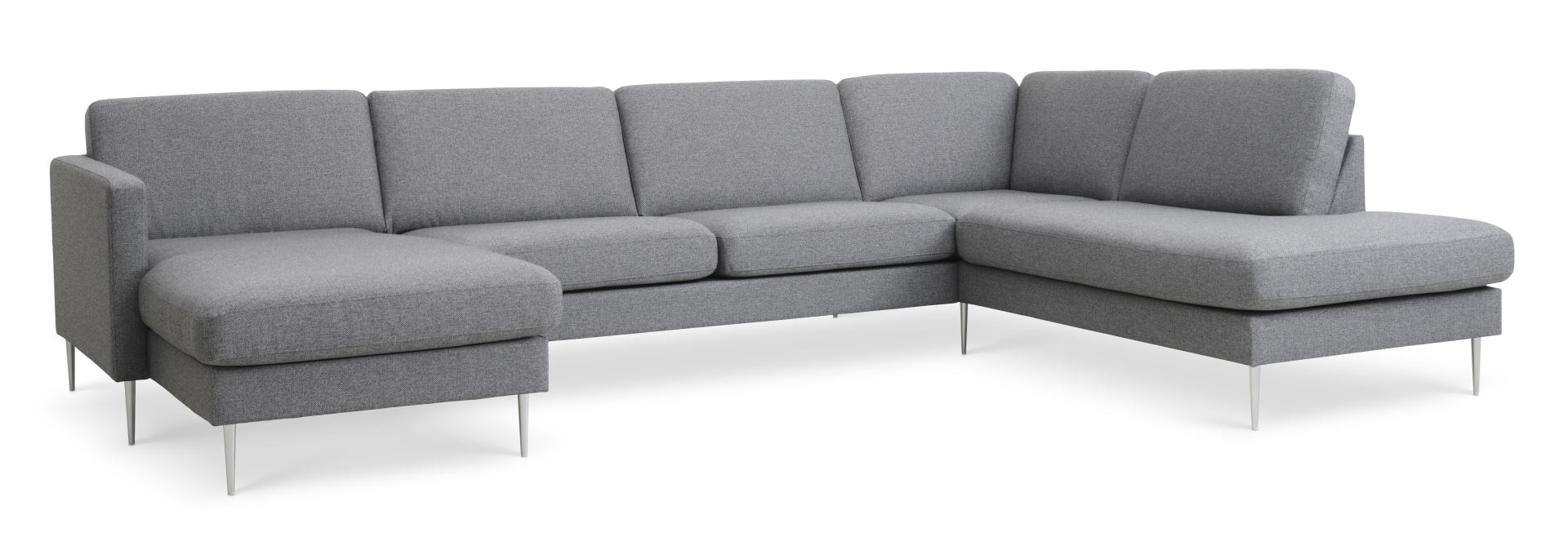 Ask Sæt Sofa Højre Chaiselong Lys Granitgrå Polyester Stof Børstet Aluminium