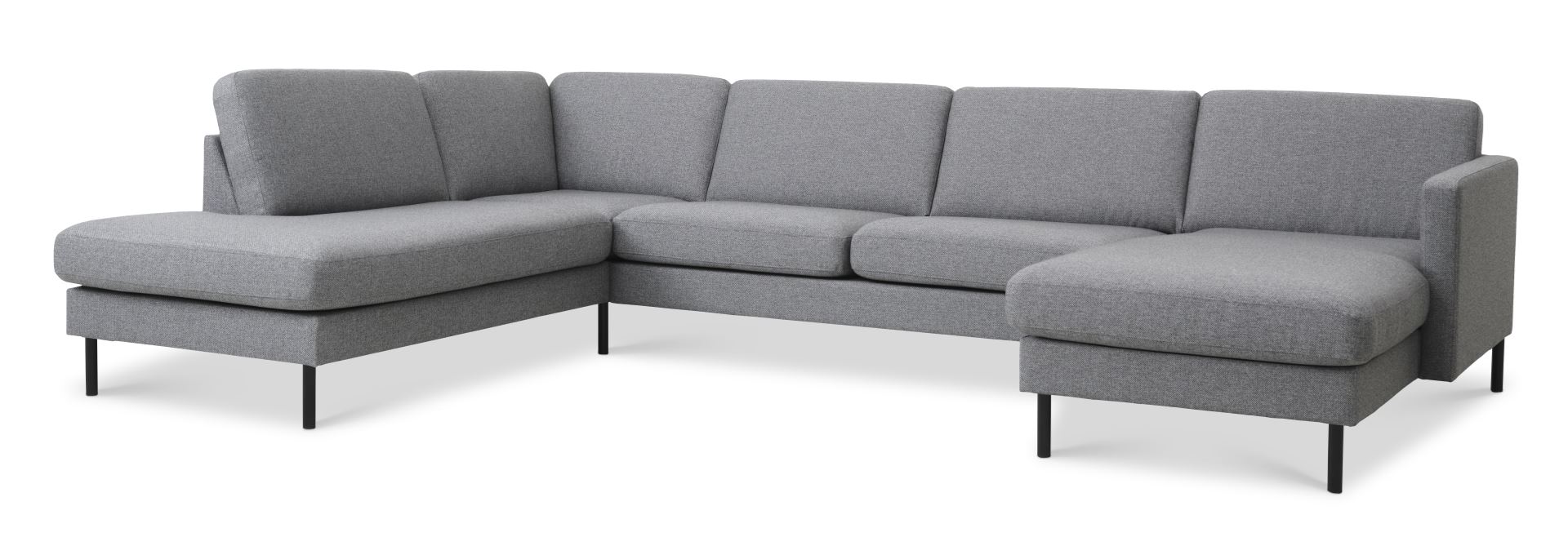 Ask Sæt Sofa Venstre Chaiselong Lys Granitgrå Polyester Stof Sort Metal