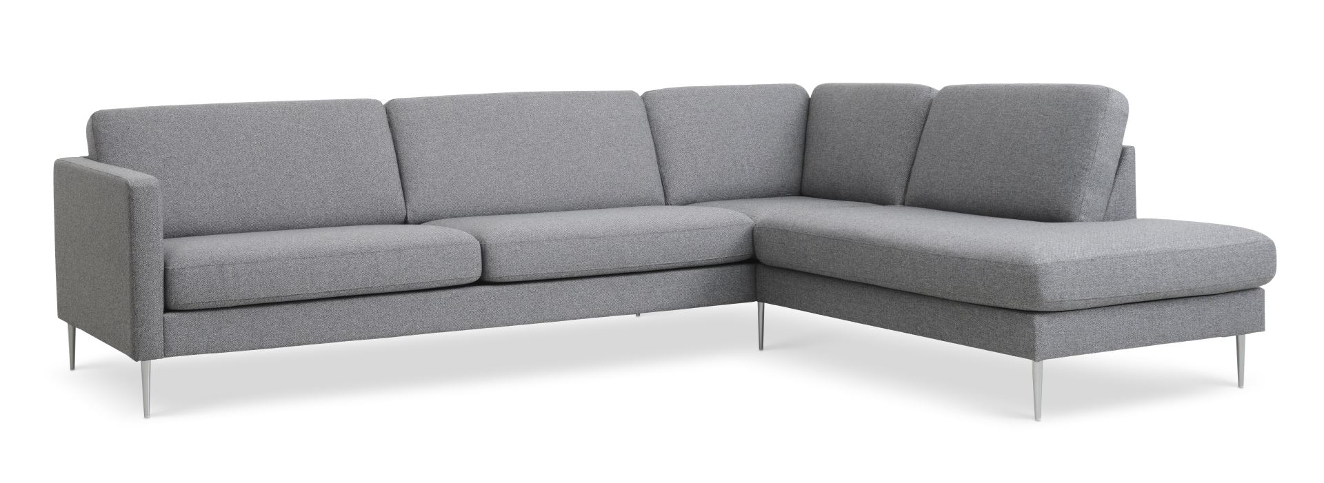 Ask Sæt Stor Sofa Højre Chaiselong Lys Granitgrå Polyester Stof Børstet Aluminium