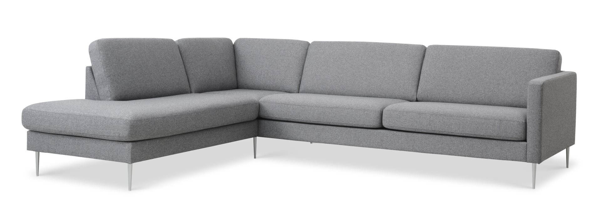 Ask Sæt Stor Sofa Venstre Chaiselong Lys Granitgrå Polyester Stof Børstet Aluminium