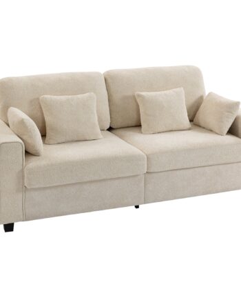 Beige Personers Sofa Med Raindrop Fløjlsbetræk Dybt Sæde Fjerpuder Brede Armlæn Hynder