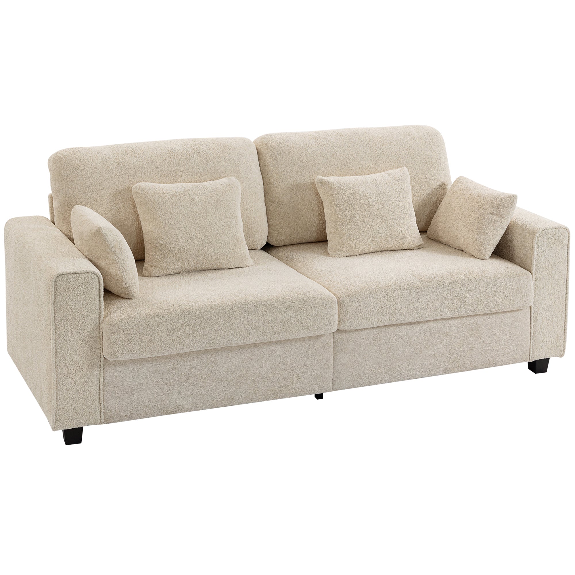 Beige Personers Sofa Med Raindrop Fløjlsbetræk Dybt Sæde Fjerpuder Brede Armlæn Hynder