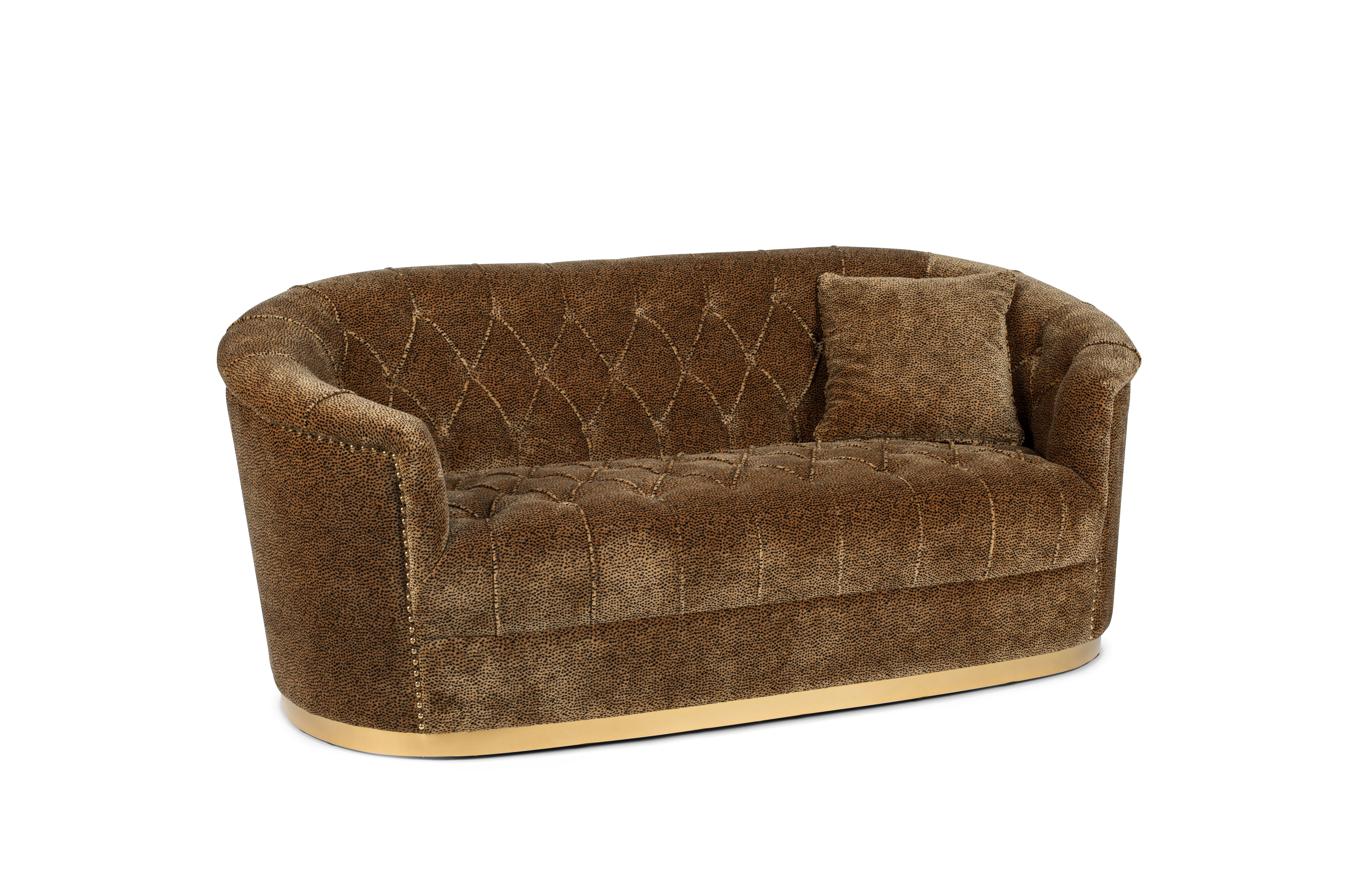 Bold Monkey Too Pretty Sit Panther Sofa Nitter Brun Panterprint Fløjl Stof Messing Stål