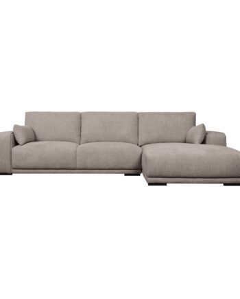 California Sofa Højre Chaiselong Armpuder Brun Stof Sort Metal