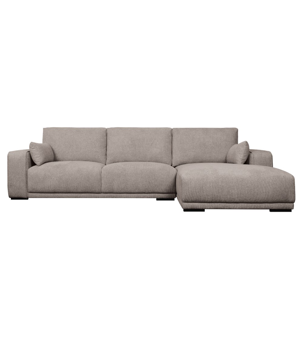 California Sofa Højre Chaiselong Armpuder Brun Stof Sort Metal