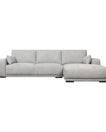 California Sofa Højre Chaiselong Armpuder Grå Stof Sort Metal