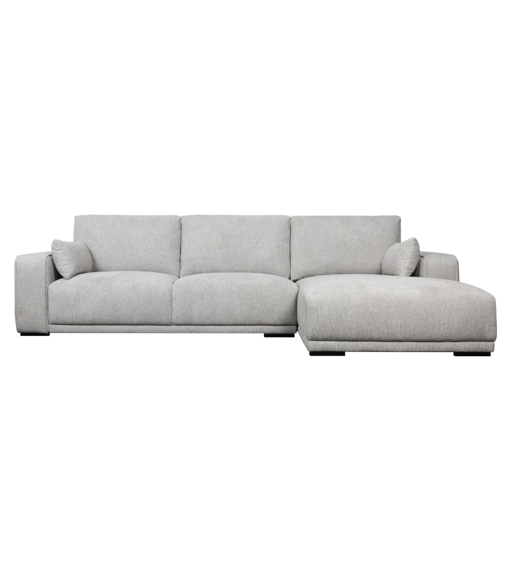 California Sofa Højre Chaiselong Armpuder Grå Stof Sort Metal