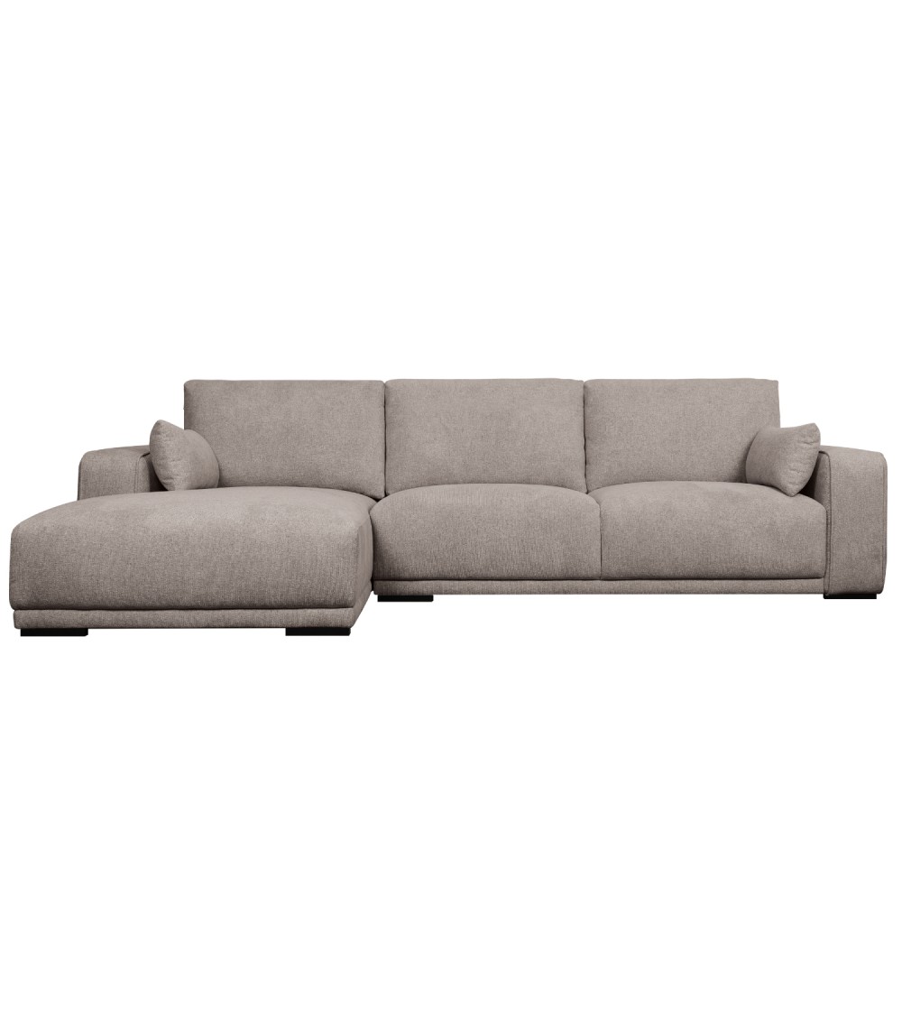 California Sofa Venstre Chaiselong Armpuder Brun Stof Sort Metal