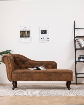 Chaiselong Imiteret Ruskind Antikbrun Loungestol 168