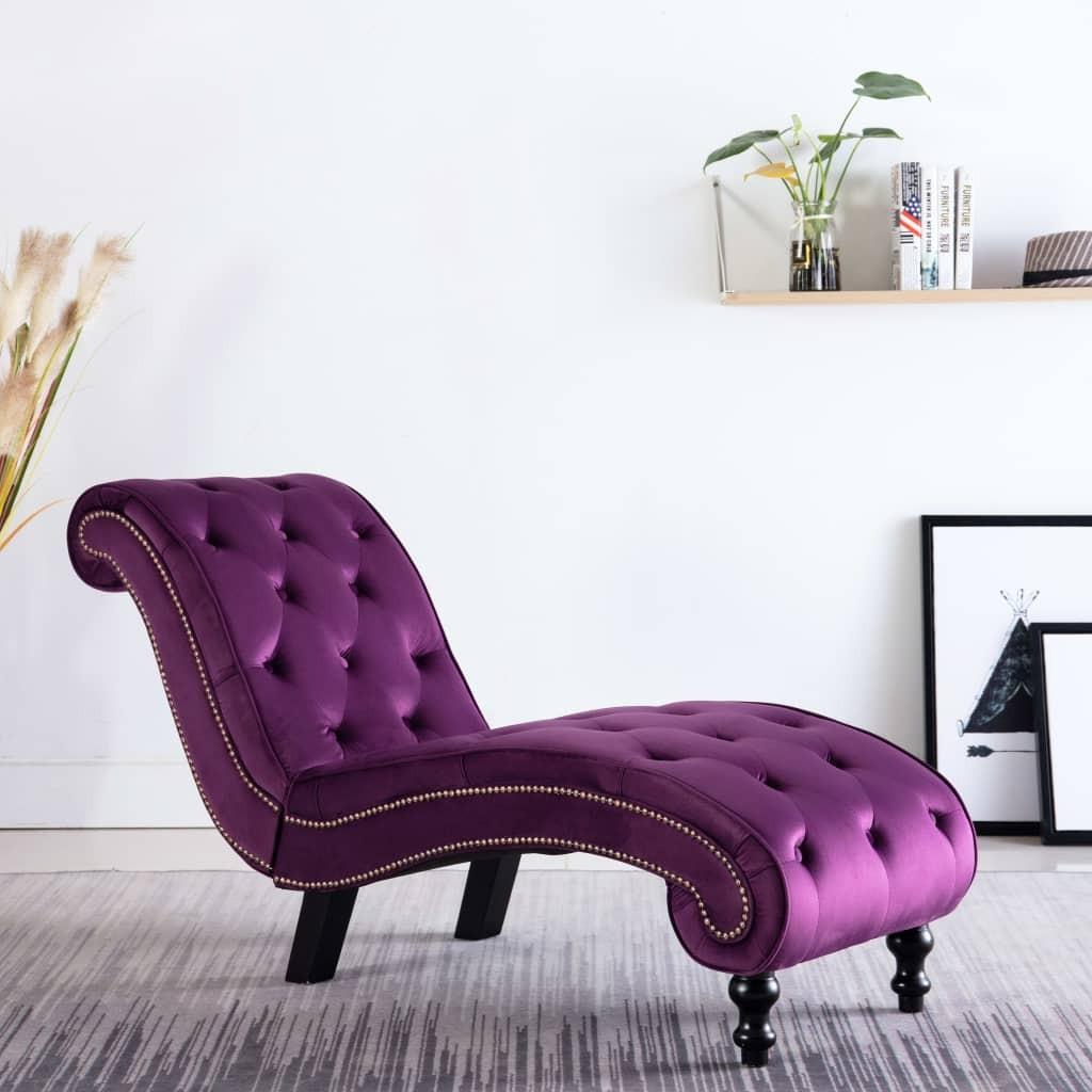 Chaiselong Lilla Fløjl Elegant Loungestol Med Knapdetaljer