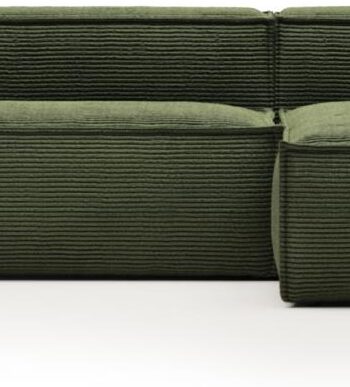 Chaiselong Loungesofa Kave Home Blok Højrevendt Grøn Polstret Stof 300x174