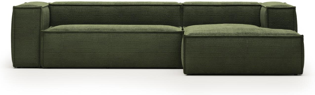 Chaiselong Loungesofa Kave Home Blok Højrevendt Grøn Polstret Stof 300x174