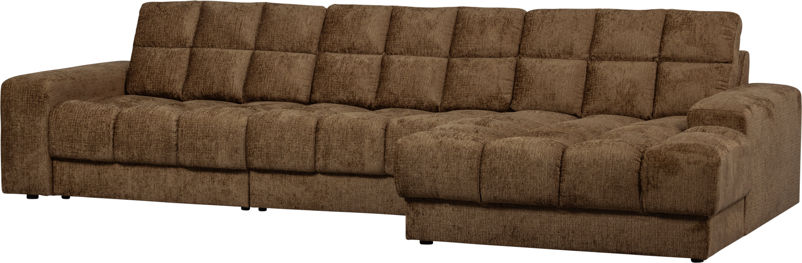 Chaiselong Loungesofa Woood Second Date Højrevendt Messingfarvet Velour