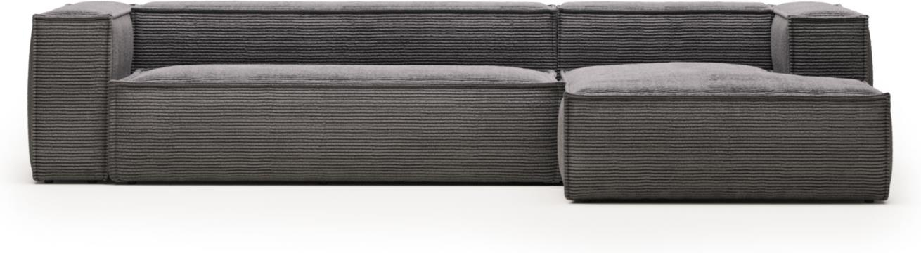 Chaiselong Sofa Kave Home Blok Grå Fløjl Højrevendt H69b174l330cm