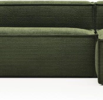 Chaiselong Sofa Kave Home Blok Højrevendt Personers Grøn Corduroy Polstret Stof
