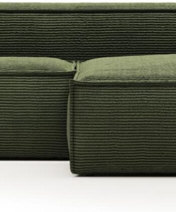 Chaiselong Sofa Kave Home Blok Højrevendt Polstret Corduroy 240x174 Grøn