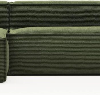 Chaiselong Sofa Kave Home Blok Venstrevendt Grøn Fløjl Bredribset Corduroy 330x174