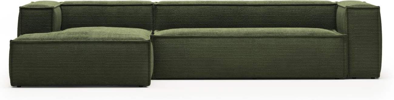Chaiselong Sofa Kave Home Blok Venstrevendt Grøn Fløjl Bredribset Corduroy 330x174