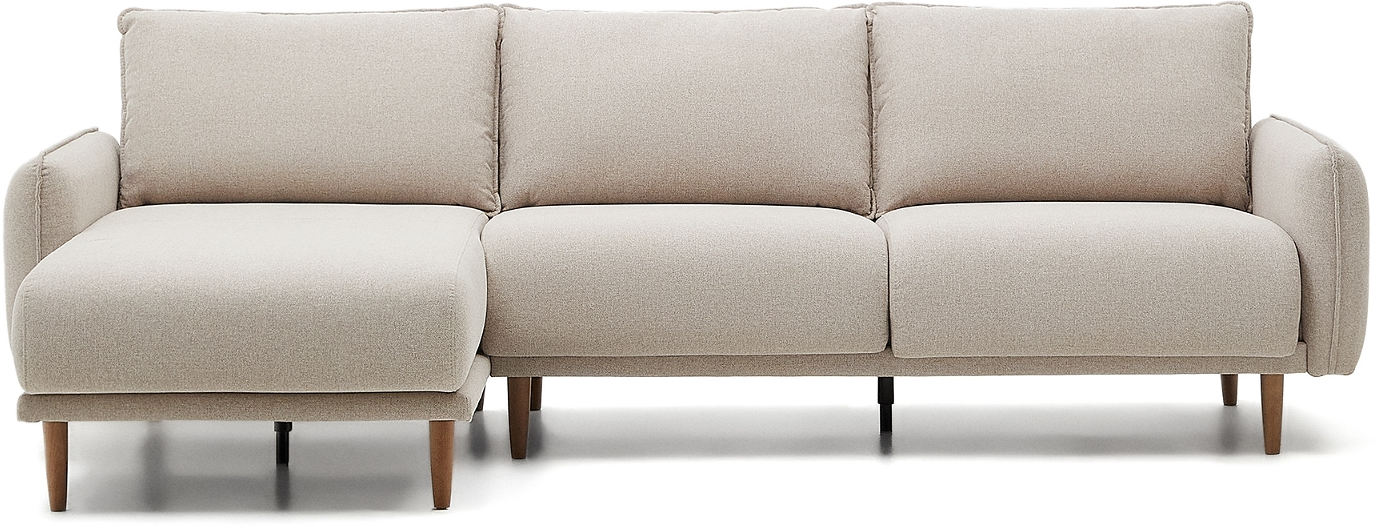 Chaiselong Sofa Kave Home Carlota Personers Beige Struktureret Stof Bæredygtig Aftagelige Betræk Resistent 84x158x262