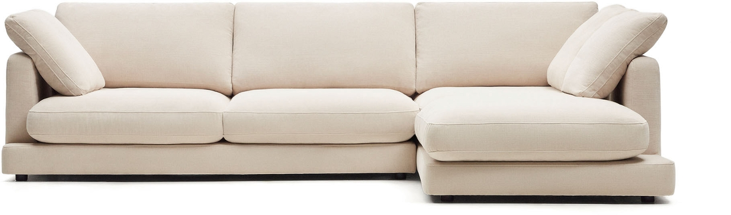 Chaiselong Sofa Kave Home Gala Højrevendt Beige 300x193 Chenille Polstring Aftagelige Betræk