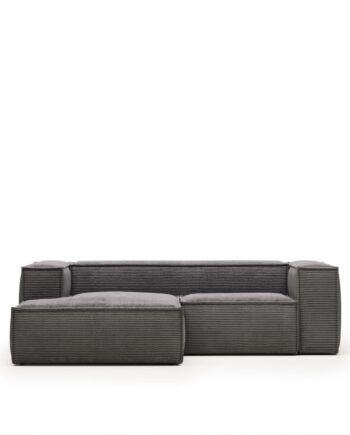 Chaiselong Sofa Venstrevendt Kave Home Blok Fløjl Grå 240x174