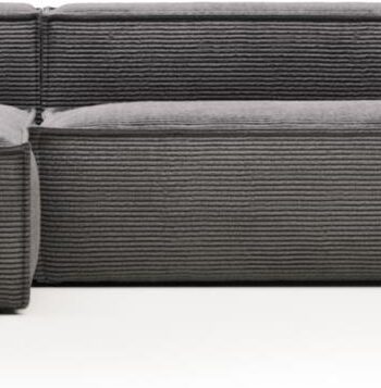 Chaiselong Sofa Venstrevendt Kave Home Blok Fløjlssofa Grå 330x174x69