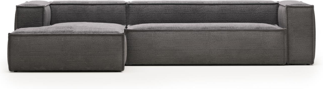 Chaiselong Sofa Venstrevendt Kave Home Blok Fløjlssofa Grå 330x174x69