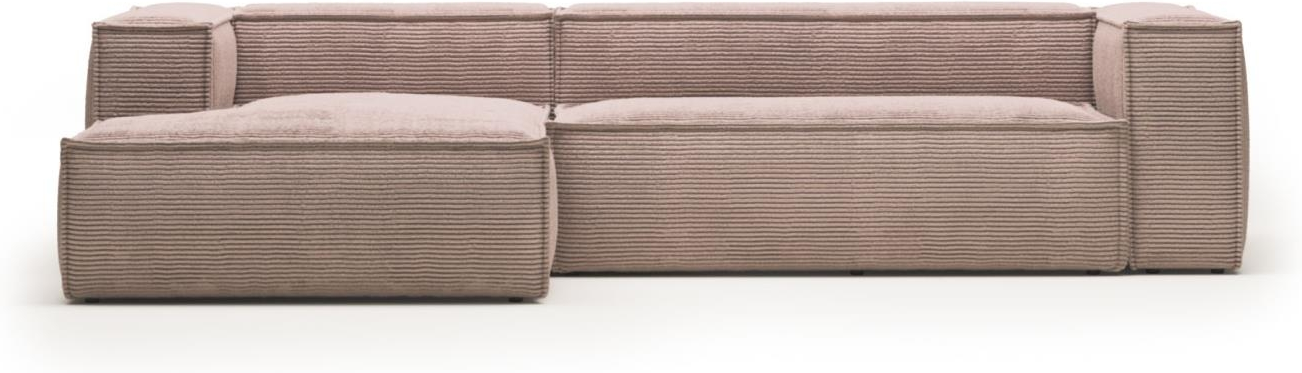 Chaiselong Sofa Venstrevendt Kave Home Blok Lyserødt Fløjl