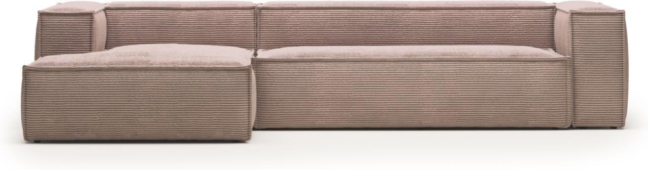 Chaiselong Sofa Venstrevendt Kave Home Blok Personers Fløjlsstof Lyserød Nordisk Design