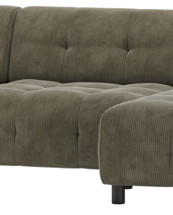 Chaiselong Sofa Woood Louis Højrevendt Grøn Fløjl Polyester