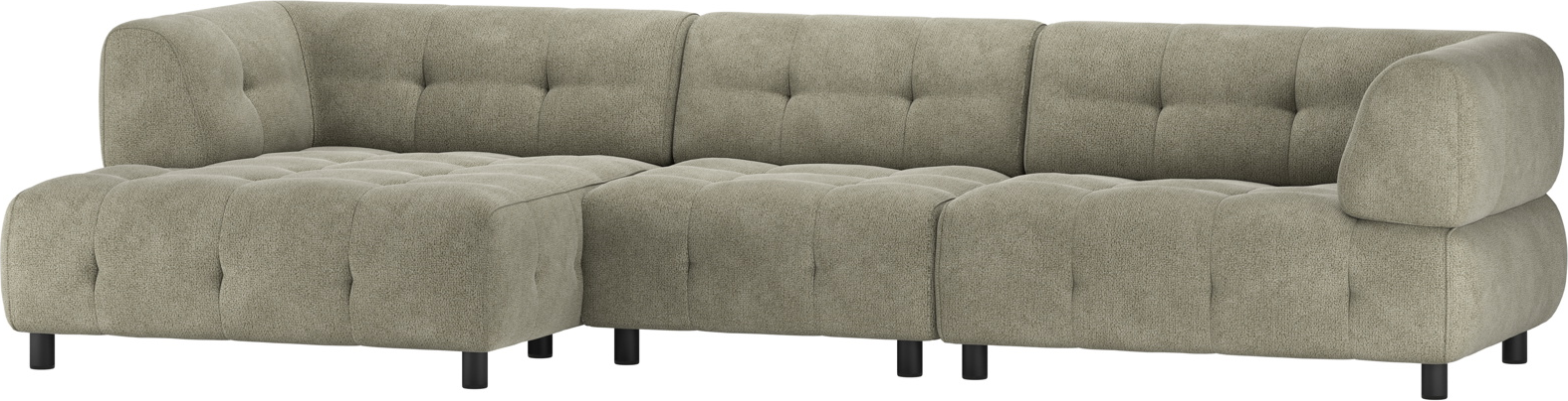 Chaiselong Sofa Woood Louis Venstrevendt Grøn Chenille 334