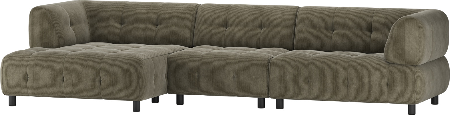 Chaiselong Sofa Woood Louis Venstrevendt Grøn Fløjl 334