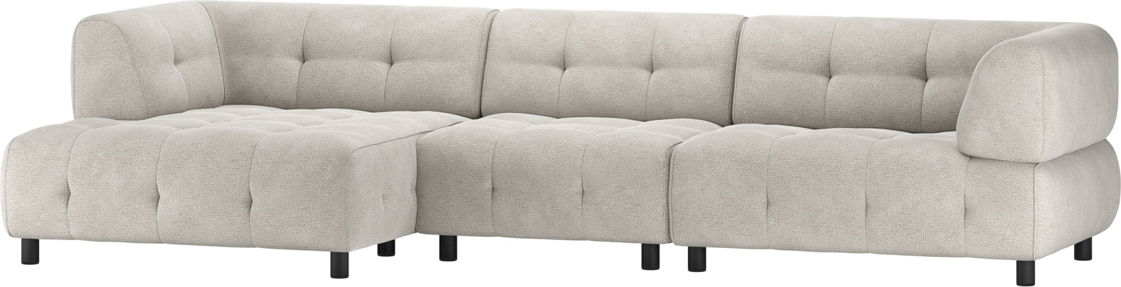 Chaiselong Sofa Woood Louis Venstrevendt Lysegrå Chenille B334 D120 H73