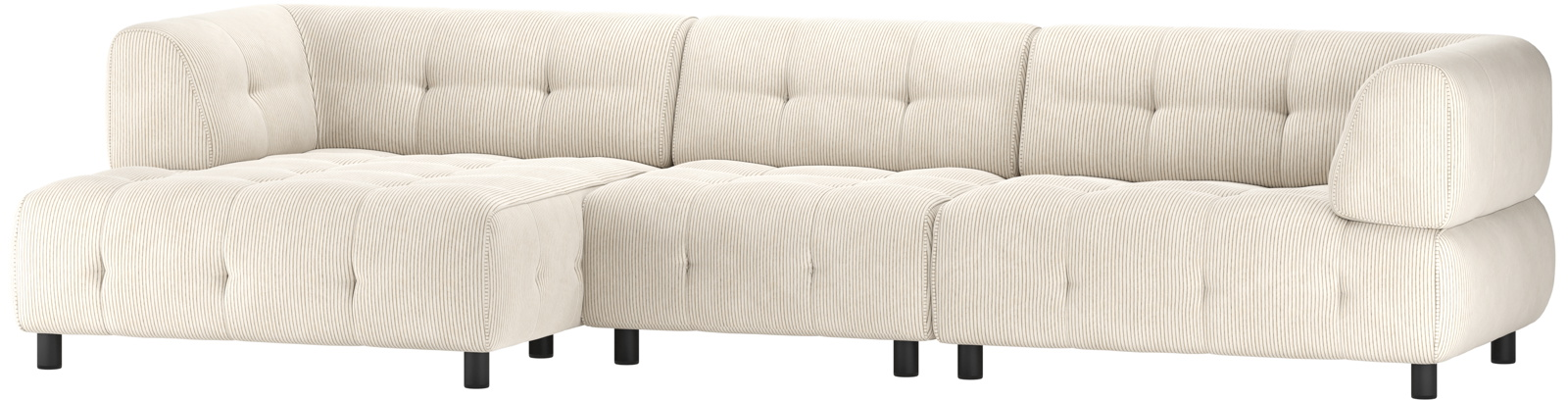 Chaiselong Sofa Woood Louis Venstrevendt Lysegrå Fløjl
