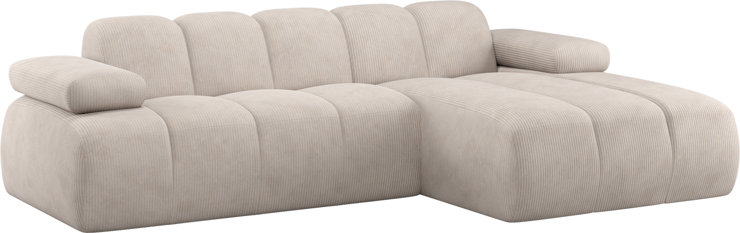 Chaiselongsofa Woood Mojo Personers Højrevendt Chaiselong Ecru Ribstof 100 Polyester Manuelt Justerbare Armlæn