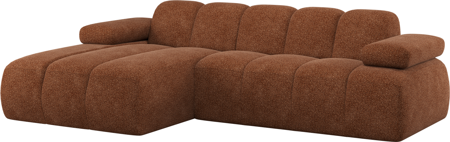 Chaiselongsofa Woood Mojo Personers Venstrevendt Chaiselong Rustbrun Valley Chenille B284 Blød Fyldig Struktur Manuelt Justerbare Armlæn