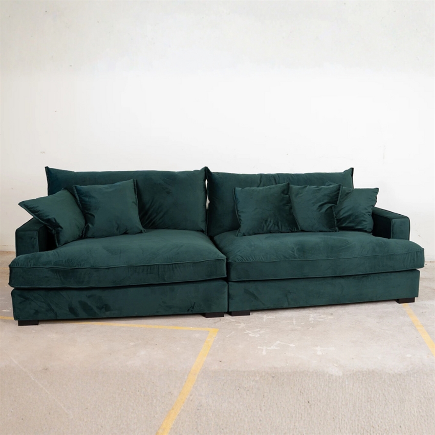 Chelsey Flydersofa Personers Sofa Grøn Velour Scandinavian Living 279 117 Møbelsalg