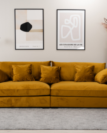 Chelsey Flydersofa Personers Sofa Gul Velour Scandinavian Living 284 112  Møbelsalg