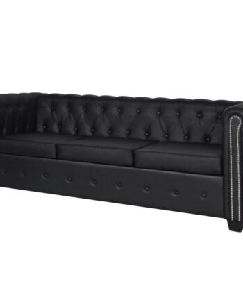 Chesterfield Personers Sofa Kunstlæder Sort