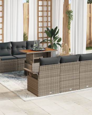 Dele Have Sofa Sæt Med Puder Poly Rattan Akacia