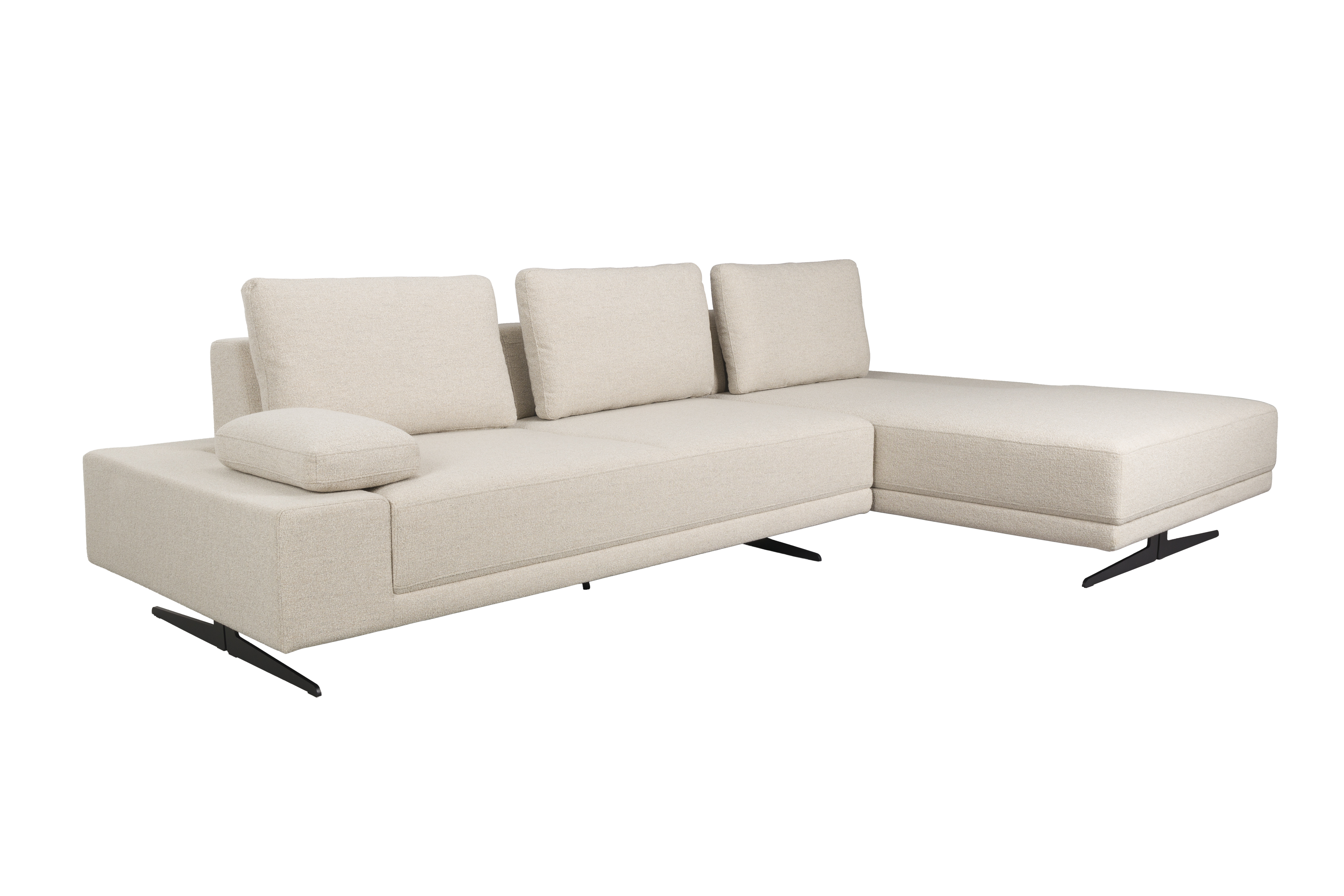 Dutchbone Shelly Sofa Højre Chaiselong Offwhite Polyester Stof Stål