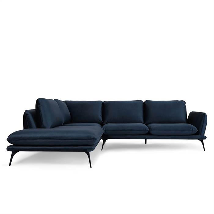 Erling Christensen Møbler Portimao Hjørnesofa Mørkeblå Velour Venstrevendt : Erling Christensen Møbler : Erling Christensen Møbler