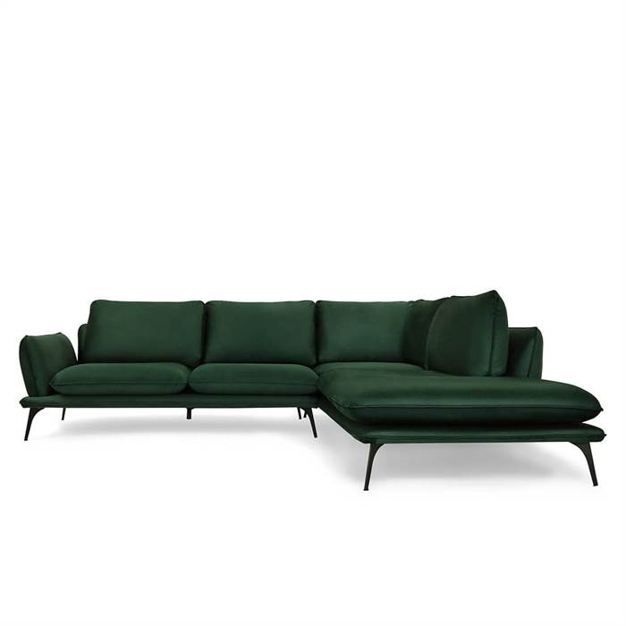 Erling Christensen Møbler Portimao Hjørnesofa Mørkegrøn Velour Højrevendt : Erling Christensen Møbler : Erling Christensen Møbler