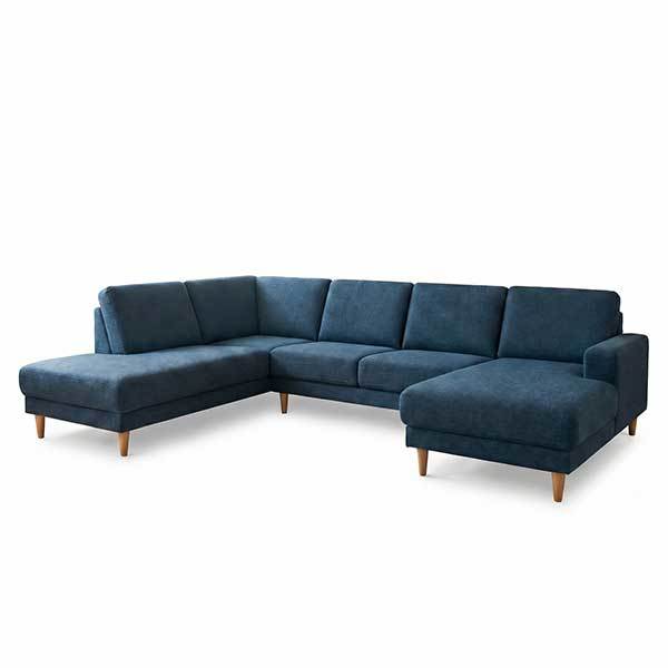 Erling Christensen Møbler Sofie Sofa Med Chaiselong Open End Mørkeblå Egetræsben : Erling Christensen Møbler : Erling Christensen Møbler