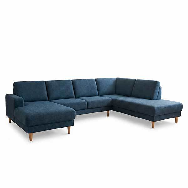 Erling Christensen Møbler Sofie Sofa Med Chaiselong Open End Mørkeblå Egetræsben Venstrevendt : Erling Christensen Møbler : Erling