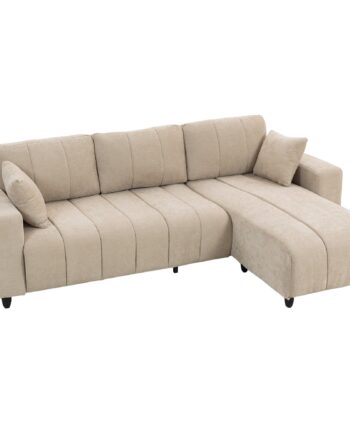 Formet Hjørnesofa Med Fleksibel Chaiselong Personers Sofa Med Hynder Metalstel Til Stue Beige